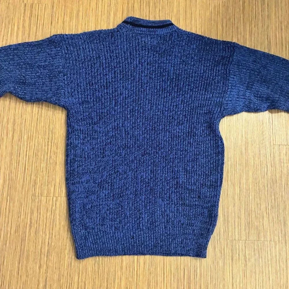 Vintage Playboy Special Edition Blue Marled Knit Mock Neck Sweater 90s Mens L
